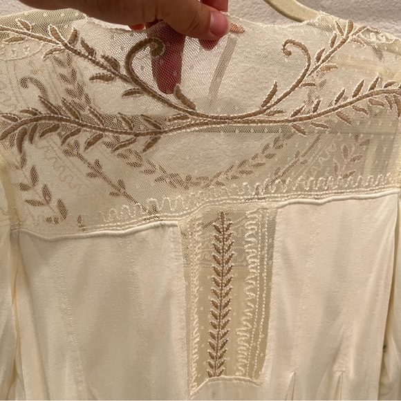 FREE PEOPLE Romantic JoJo Tee mixed Media Mesh Lace Long Sleeve Top - Picture 7 of 12